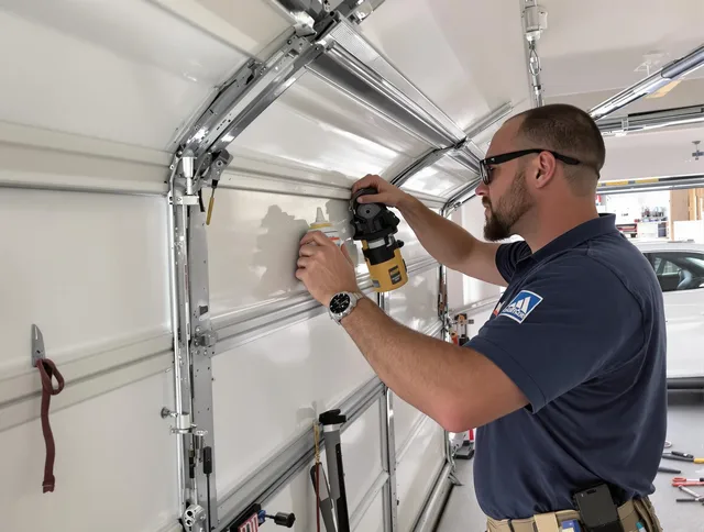 Powell Garage Door Repair technician quieting a noisy garage door in Powell